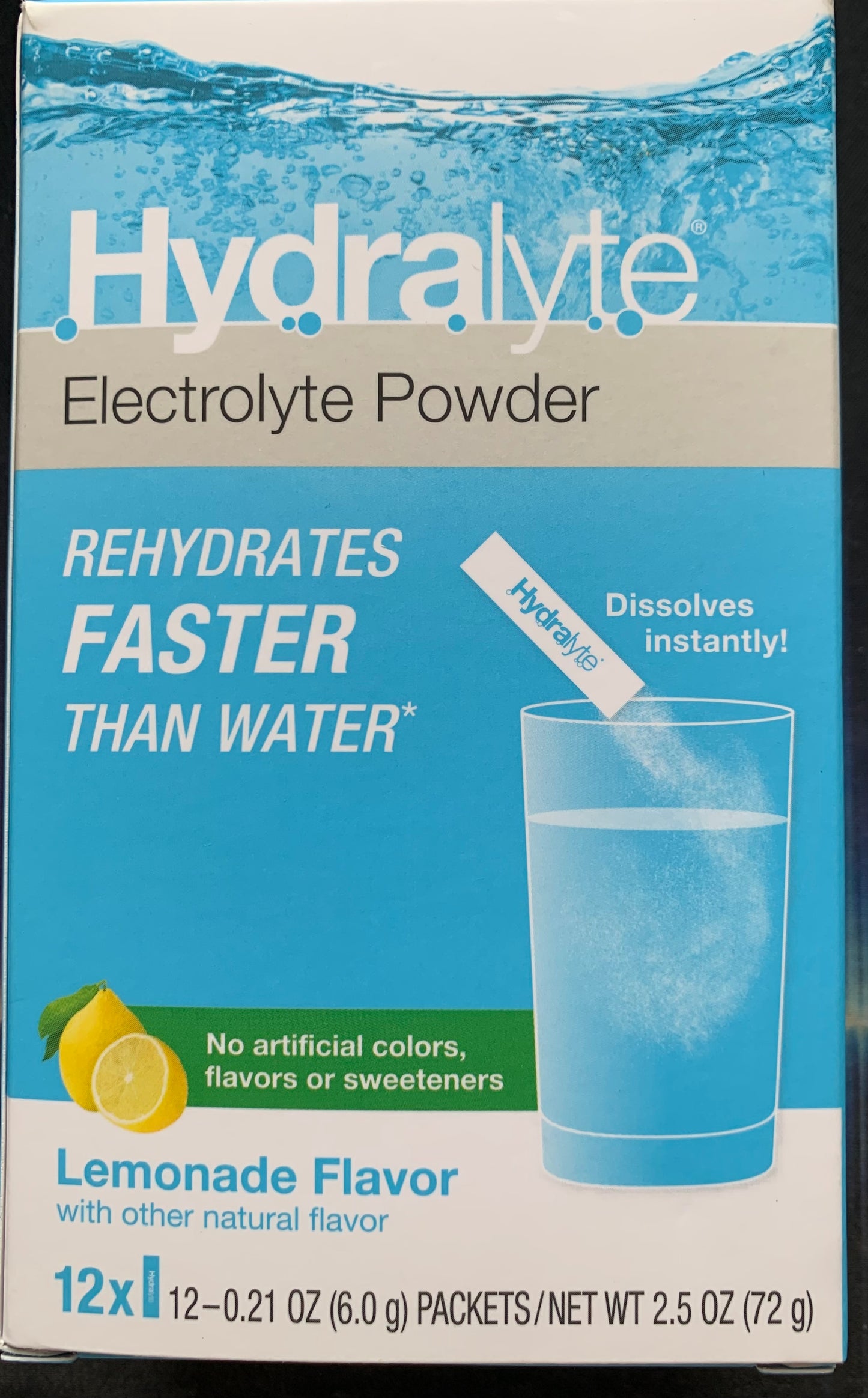 Hydralyte electrolyte powder, lemon flavored 