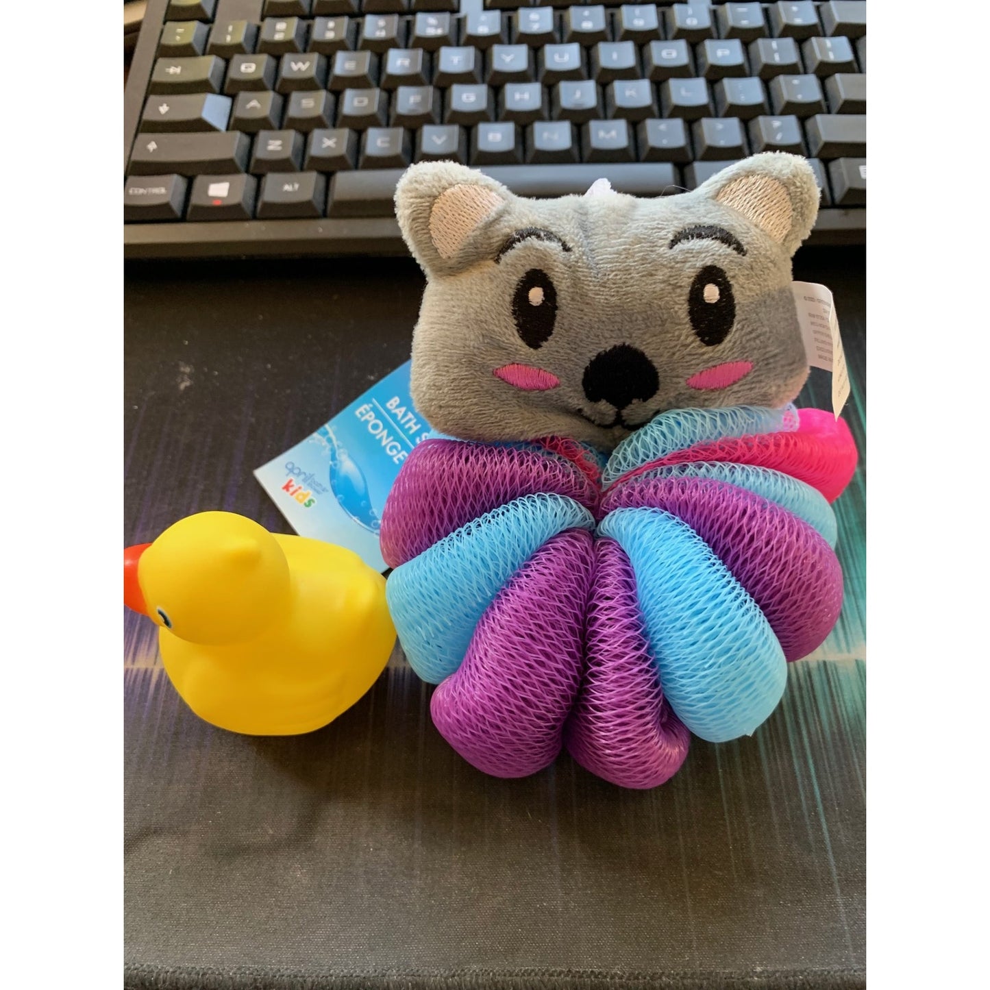 Bath Sponge & Rubber Duckie Bath Items Children Themed