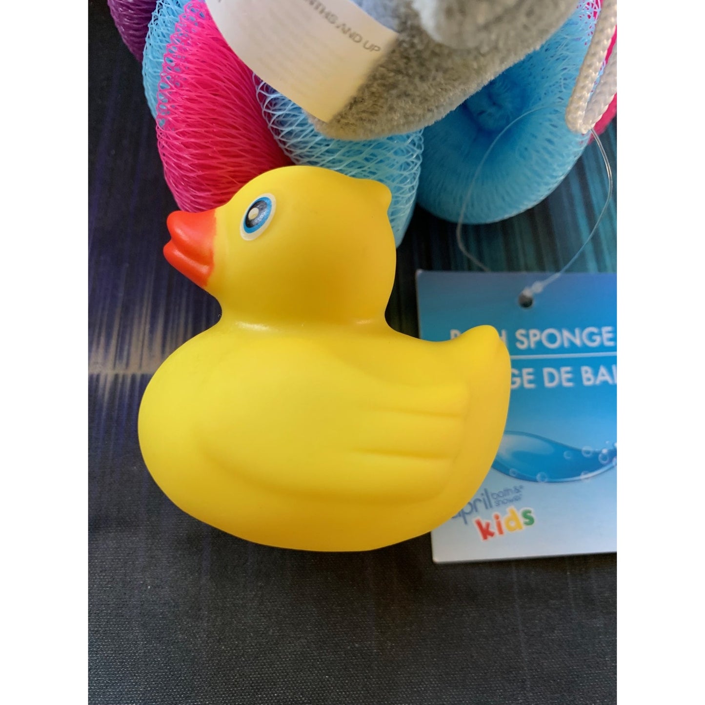 Bath Sponge & Rubber Duckie Bath Items Children Themed