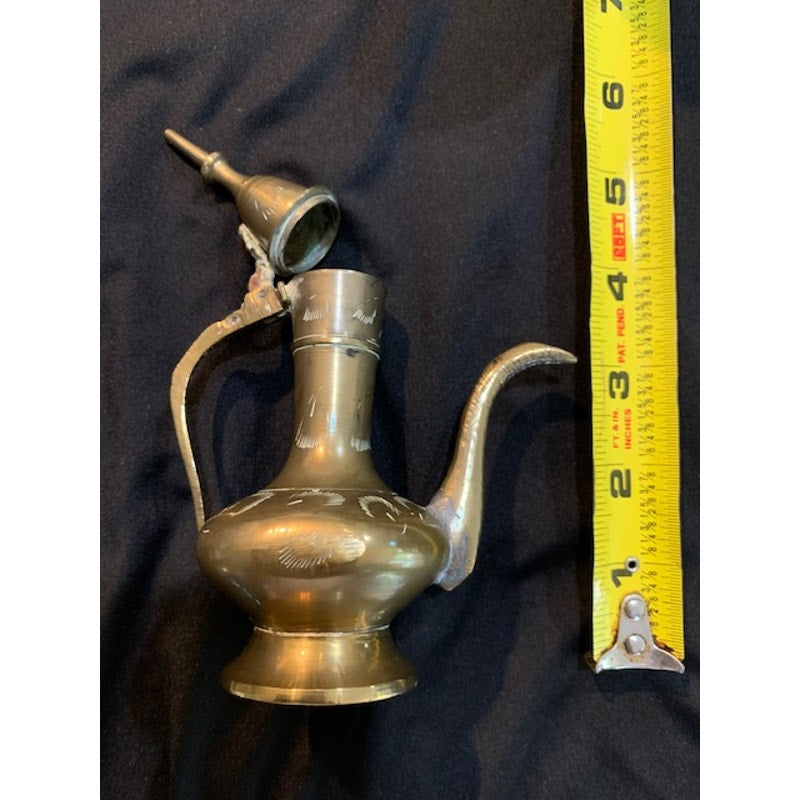 Real Brass decorative Indian coffee pot with spout and hinged top