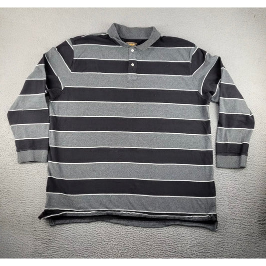 The Foundry Long Sleeve Shirt Men's 2XL Gray Polo Striped Preppy Classiccore Casual