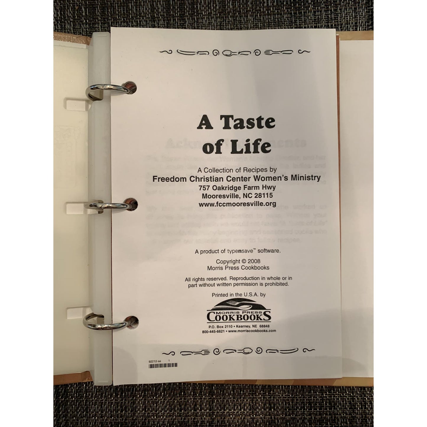 A Taste of Life Cook Book