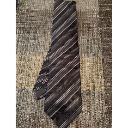 Joseph & Feiss Silver & Black Stripe Silk Necktie