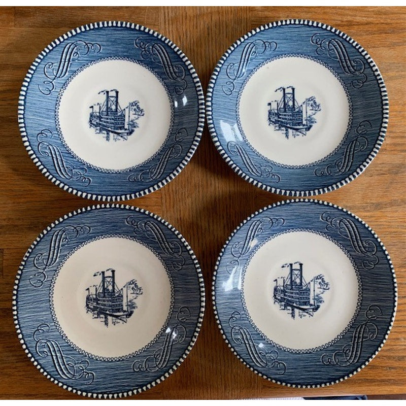 4 Currier and Ives, "Steamboat" 6 1/4 in diameter plates