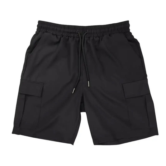 Men's classic XL solid black color multi-pocket shorts