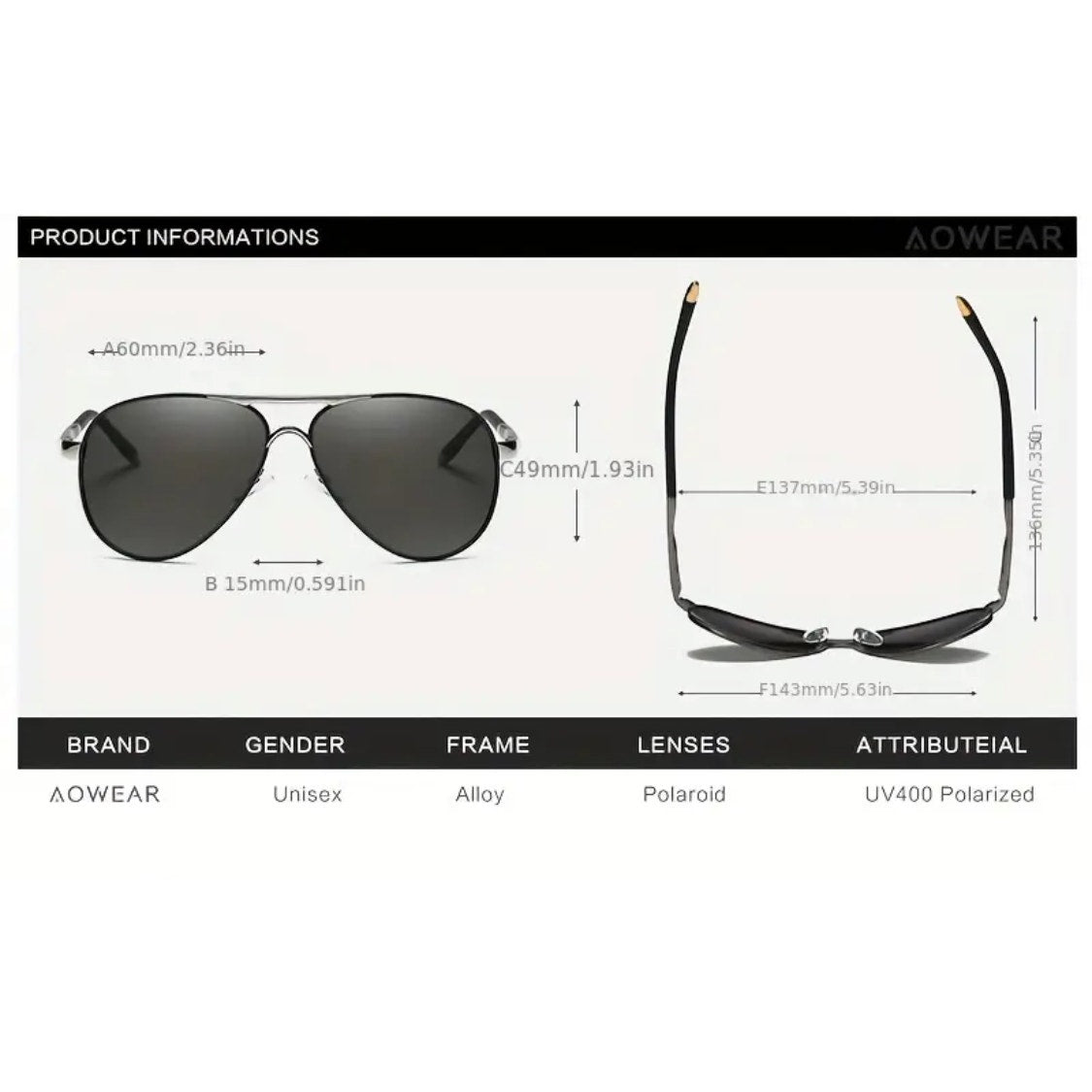 AOWEAR Classic Mirrored Polarized Sunglasses