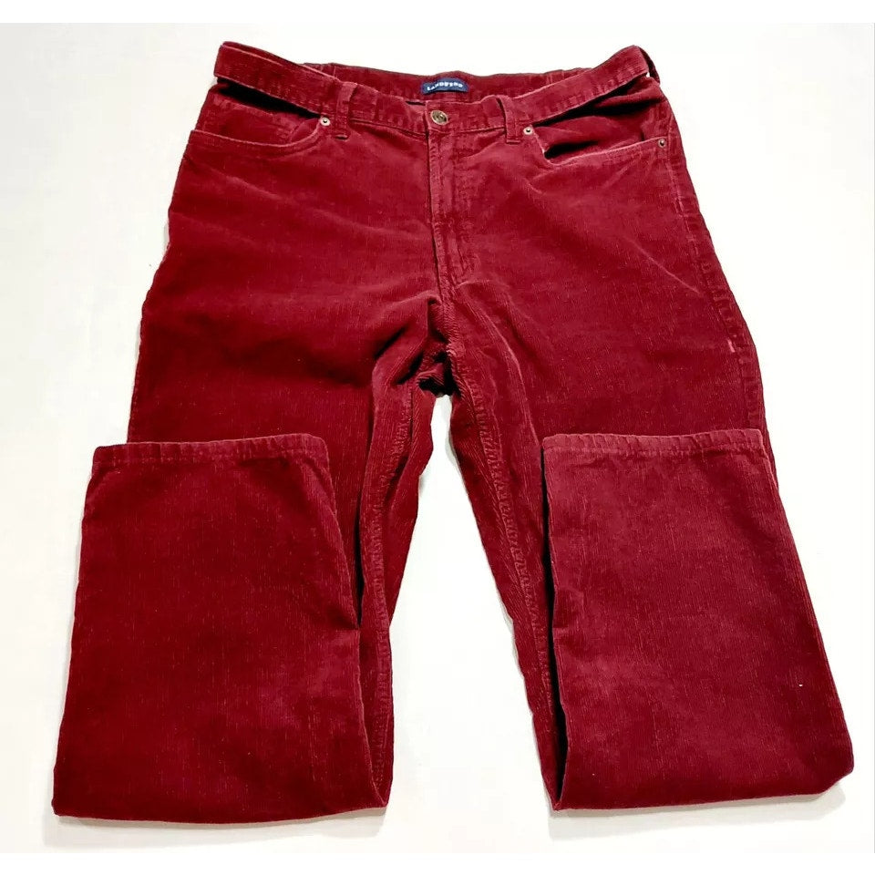 Lands End Corduroy Pants Men's 36x31 Traditional Fit Red Cotton Casual