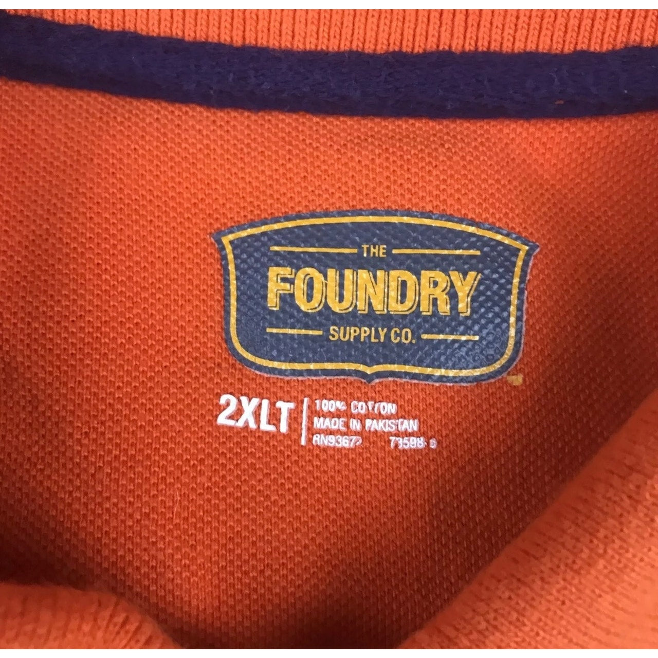 The Foundry Polo Shirt Men’s 2XLT Orange Blue Striped Short Sleeves XXLT