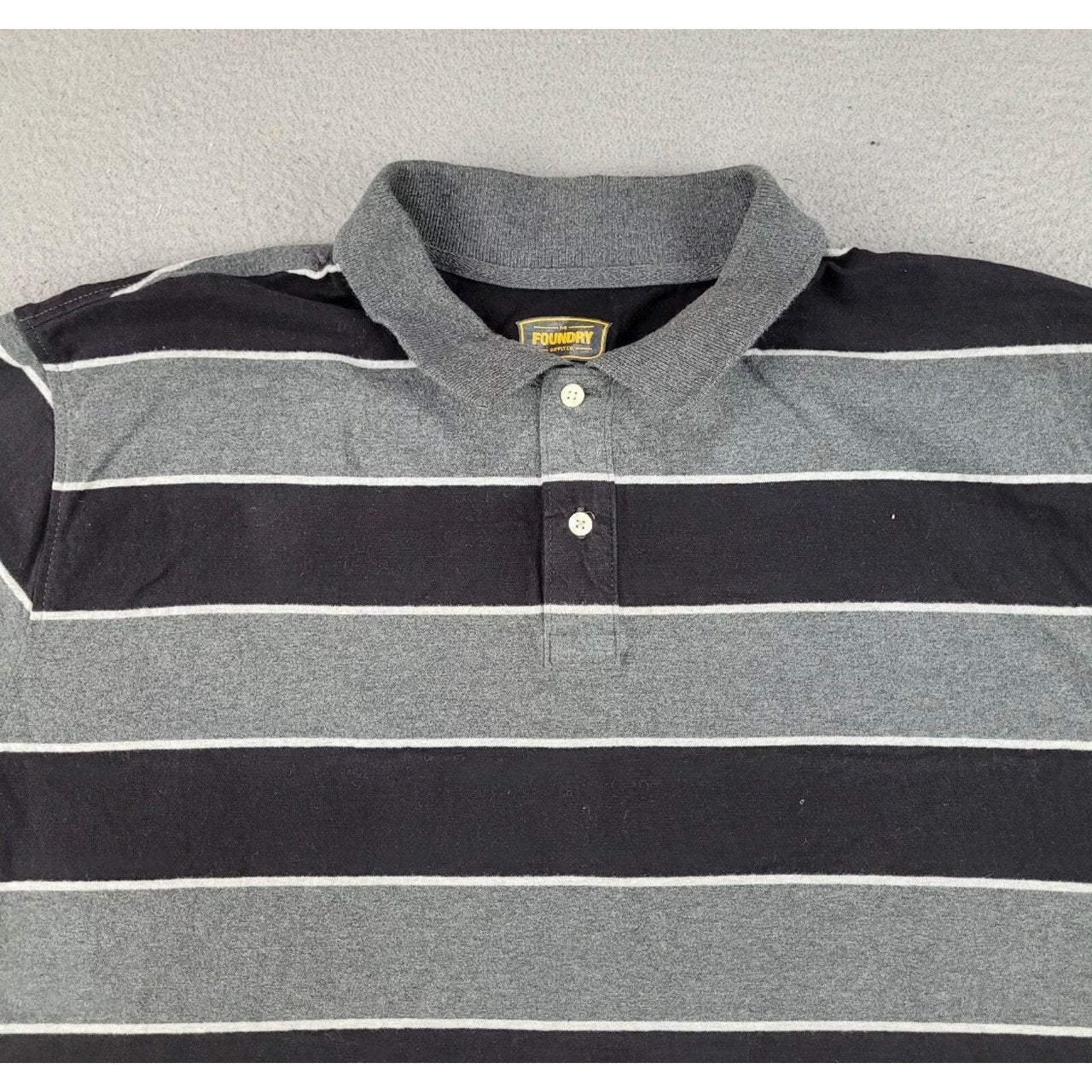 The Foundry Long Sleeve Shirt Men's 2XL Gray Polo Striped Preppy Classiccore Casual