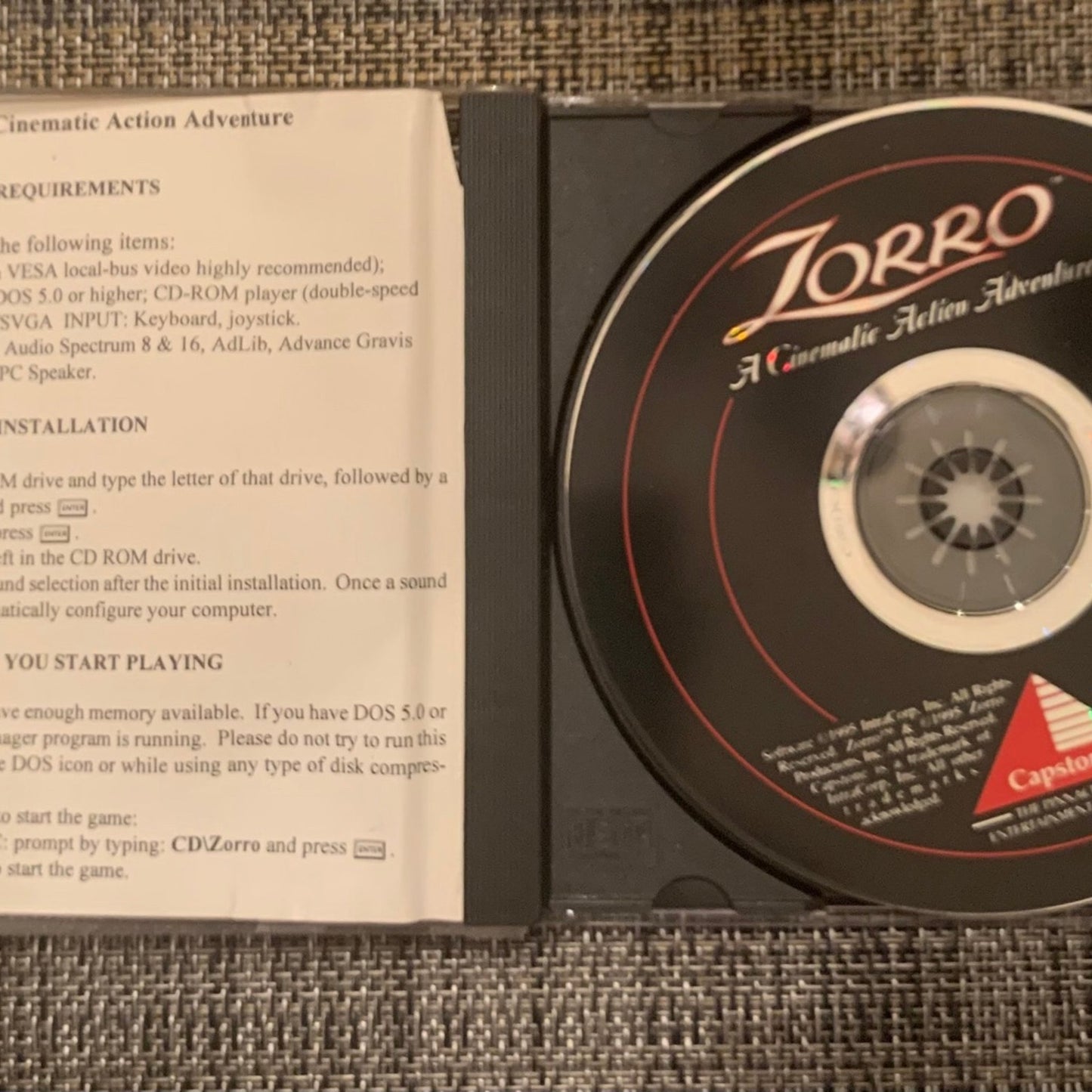 Zorro computer game CD