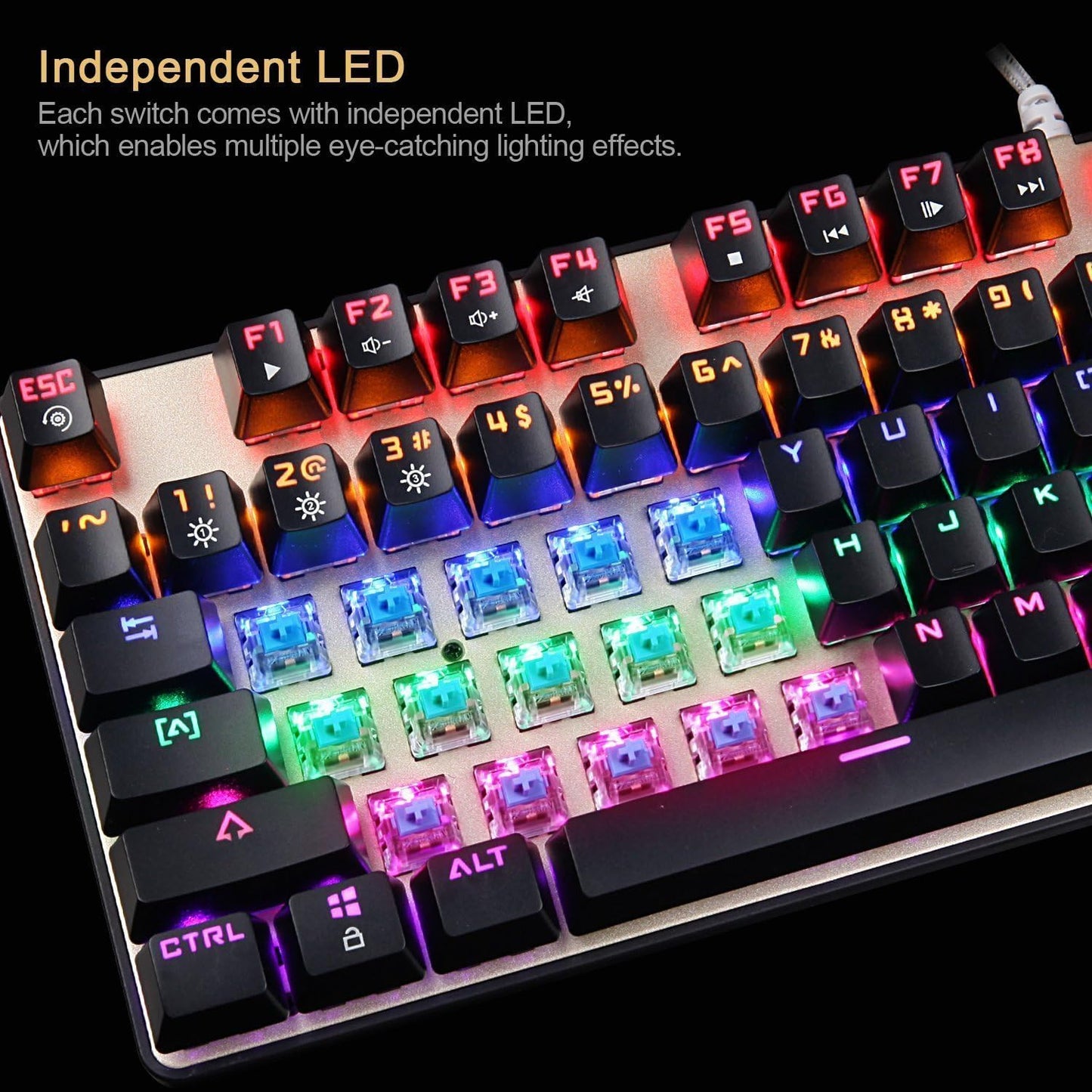 [2017 Newly Updated ]SADES K10 LED Backlit Wired USB Mechanical Gaming Keyboard