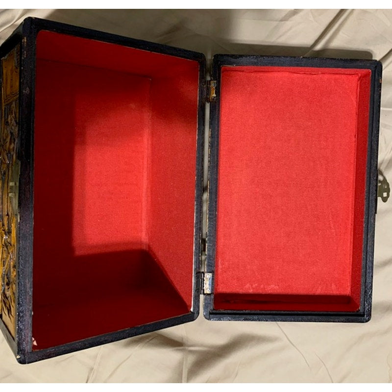 Oriental Themed Box with Red Felt Lining