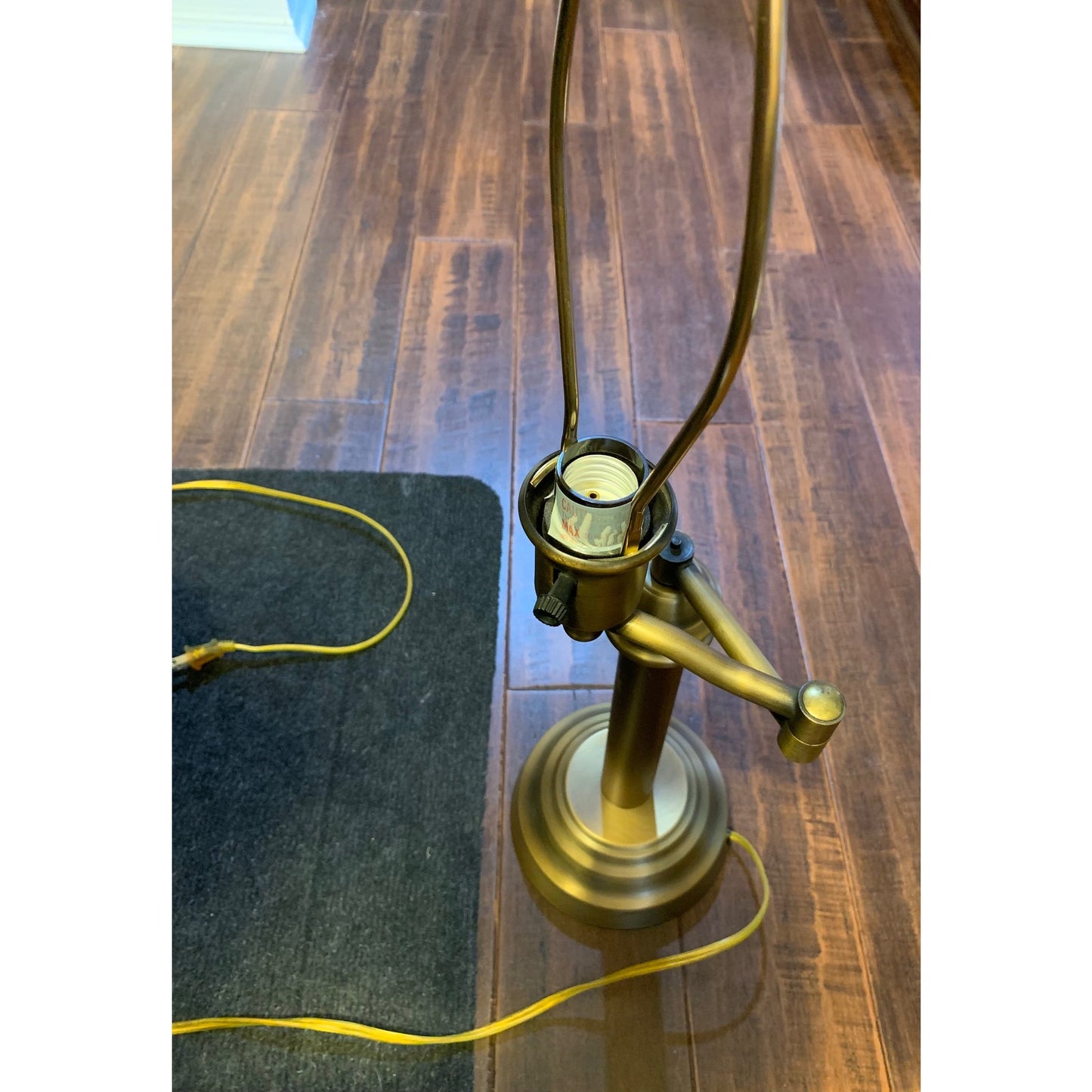 Hampton Bay Heavy Brass 26-1/2 in. Swing Arm Table Lamp