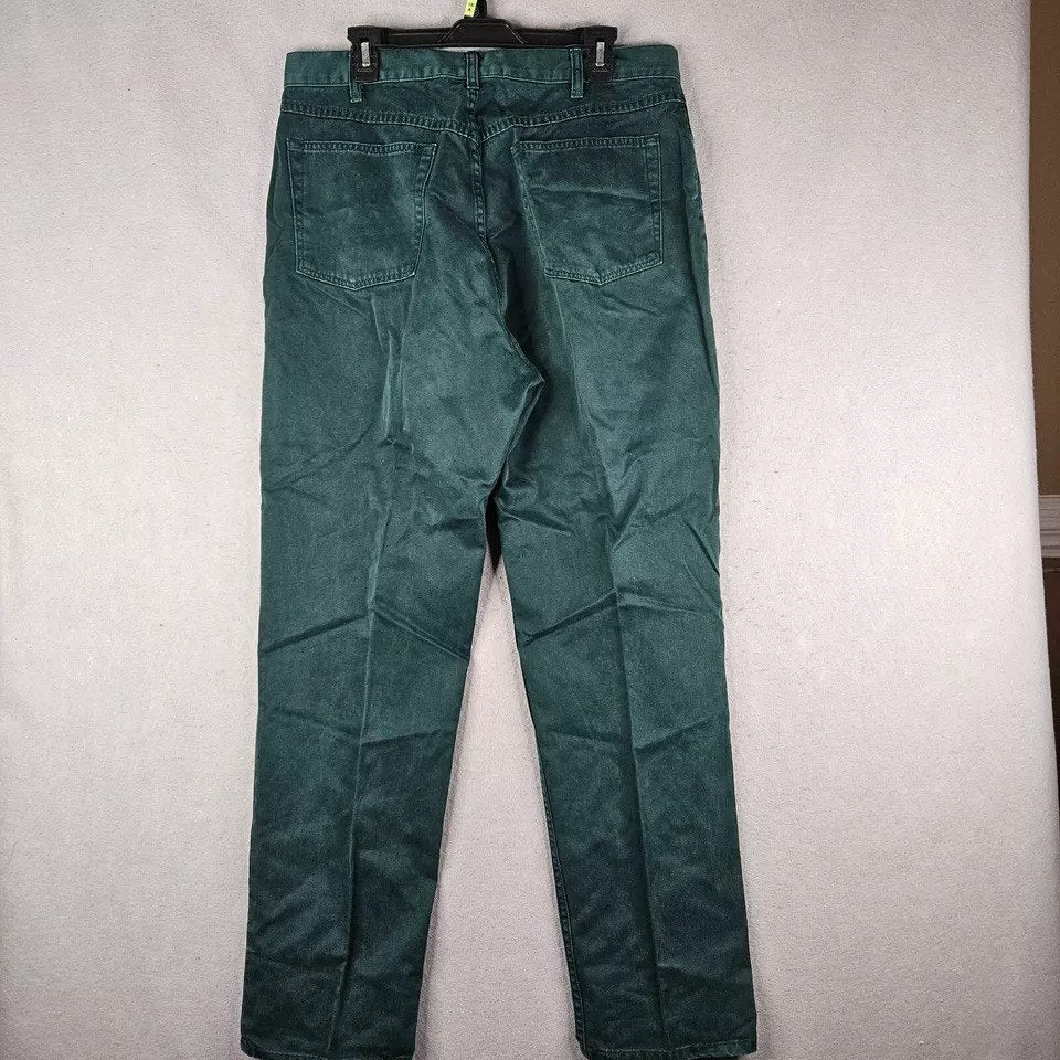 GAP Jeans Mens 35x31 Tag 36 Green Casual Straight Leg Pants Cotton Five Pocket