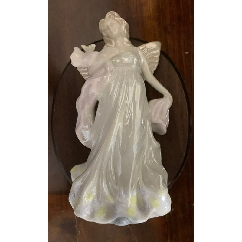 Decorative White Angle Figure with Base