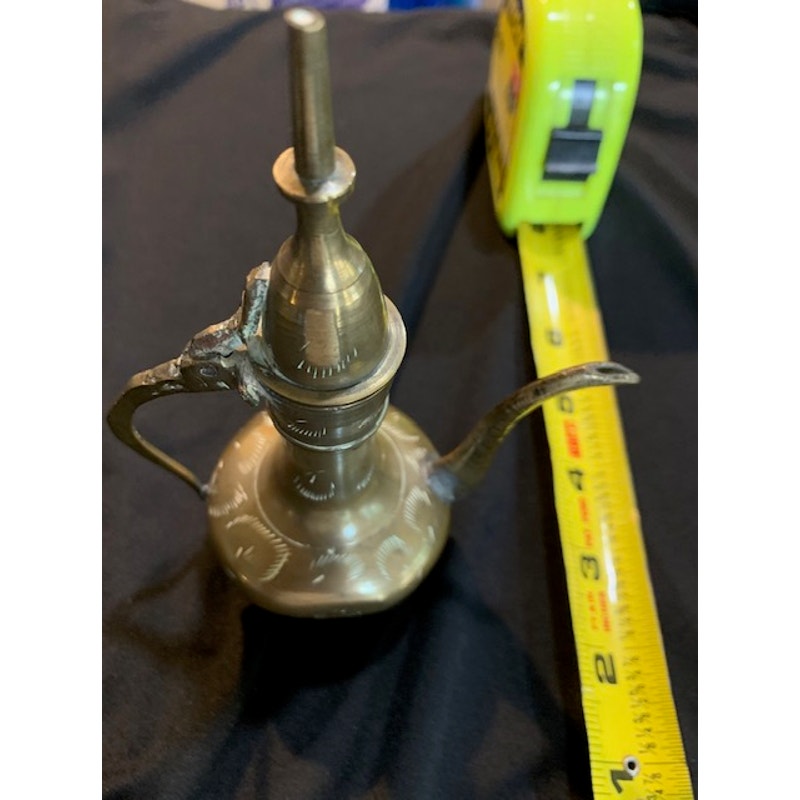 Real Brass decorative Indian coffee pot with spout and hinged top