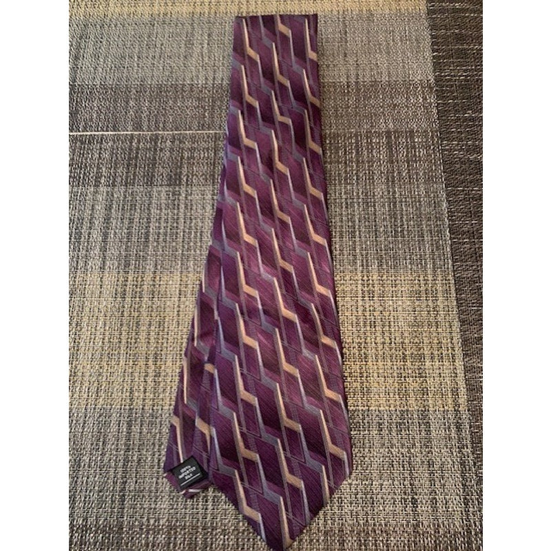 Arrow Purple/Gold/Silver Pattern Silk Necktie