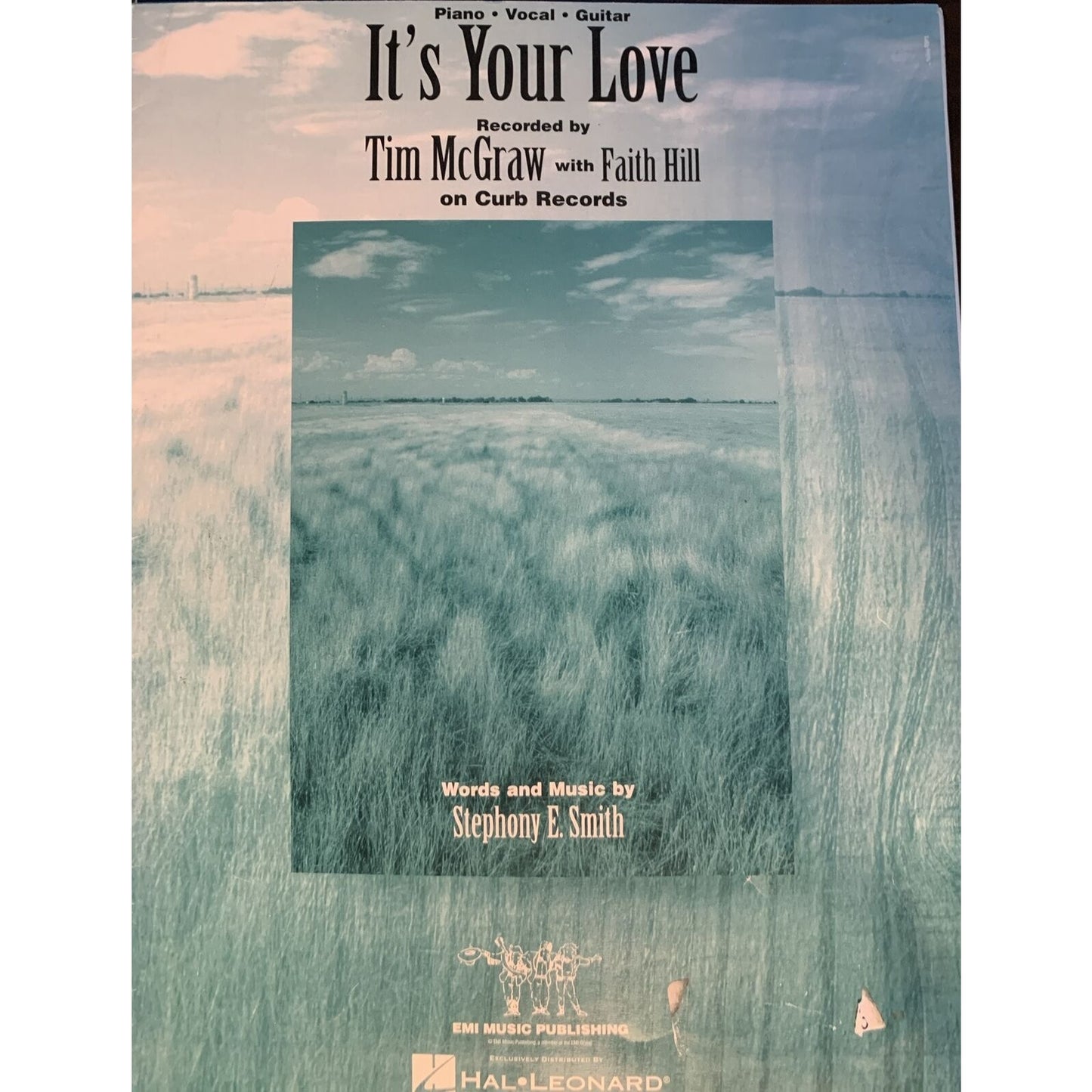 It's Your Love Sheet Music Tim McGraw Faith Hill Stephony Smith 1996 Country