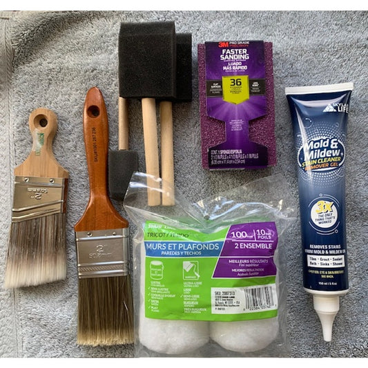 Home Repair/Painting Kit with brushes, rollers, sandpaper & calk