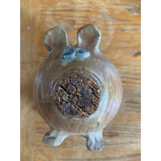 Vintage Stoneware Pig Cork Nosed Piggy Bank