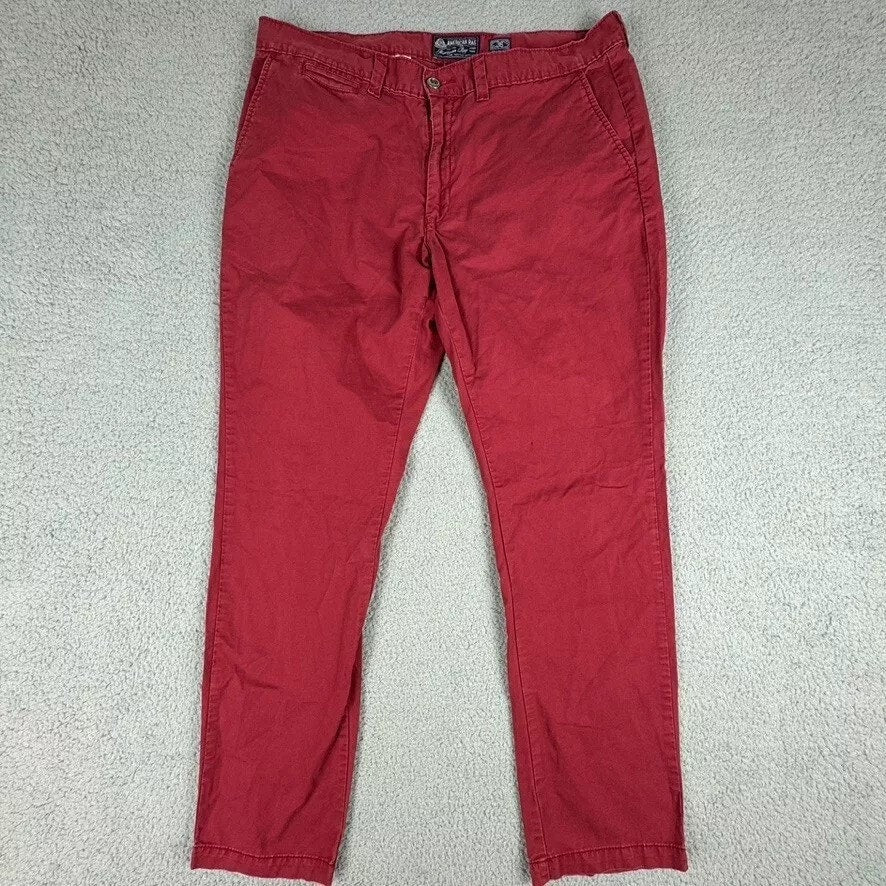 AMERICAN RAG Pants Men's Sze 36 37x31* Red Slim Straight Cotton Chinos