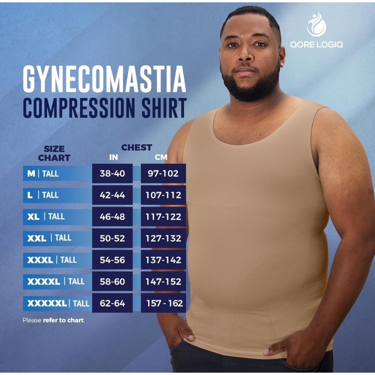 QORE LOGIQ Gynecomastia Body Shaper Compression Beige XXL