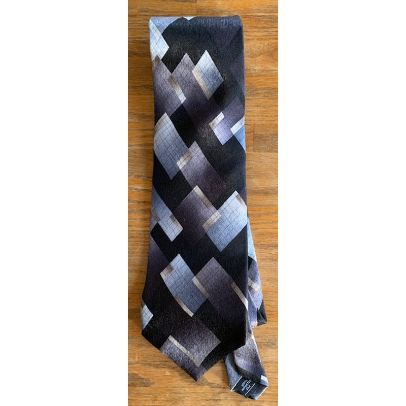 Arrow Black/Silver/Blue/Gold Pattern Silk Necktie