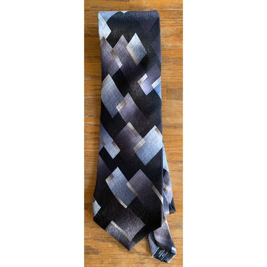 Arrow Black/Silver/Blue/Gold Pattern Silk Necktie