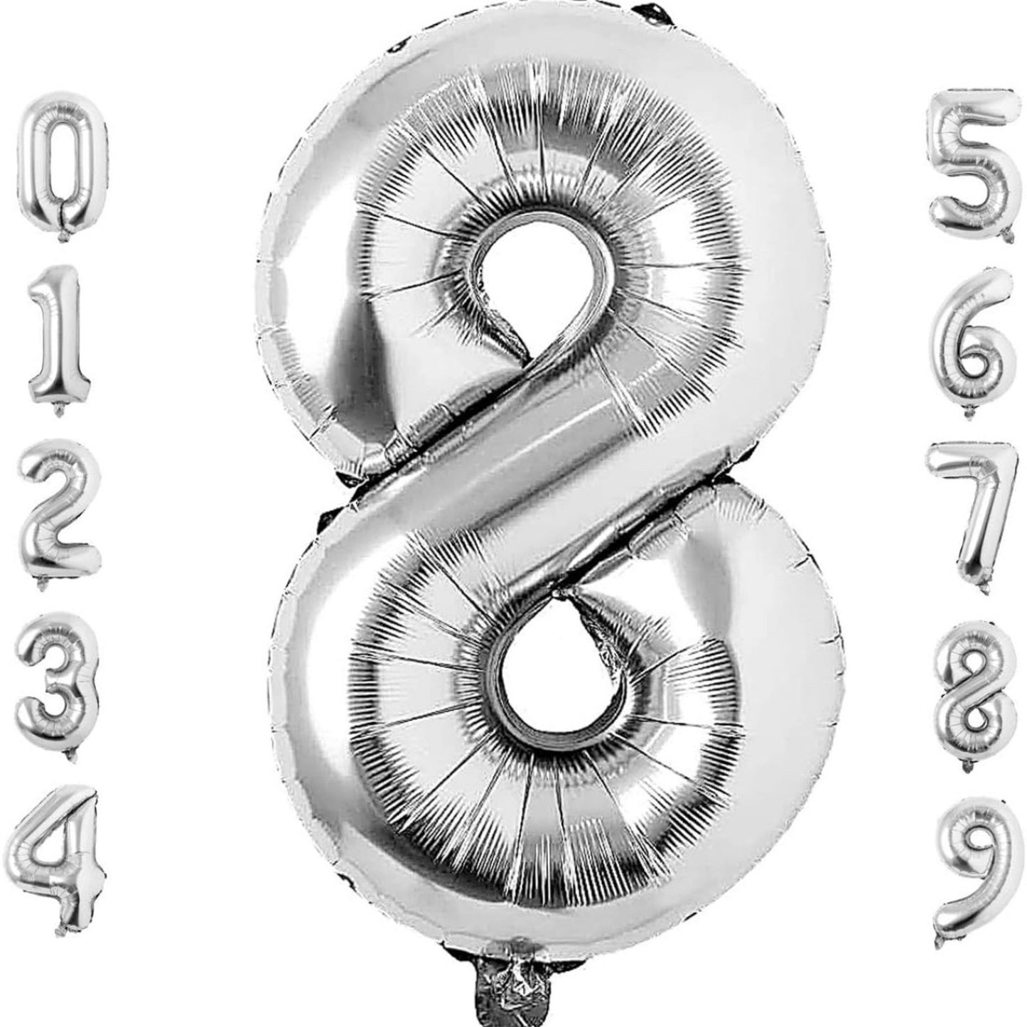 Number 8 silver inflatable balloon - Fast shipping, make an offer