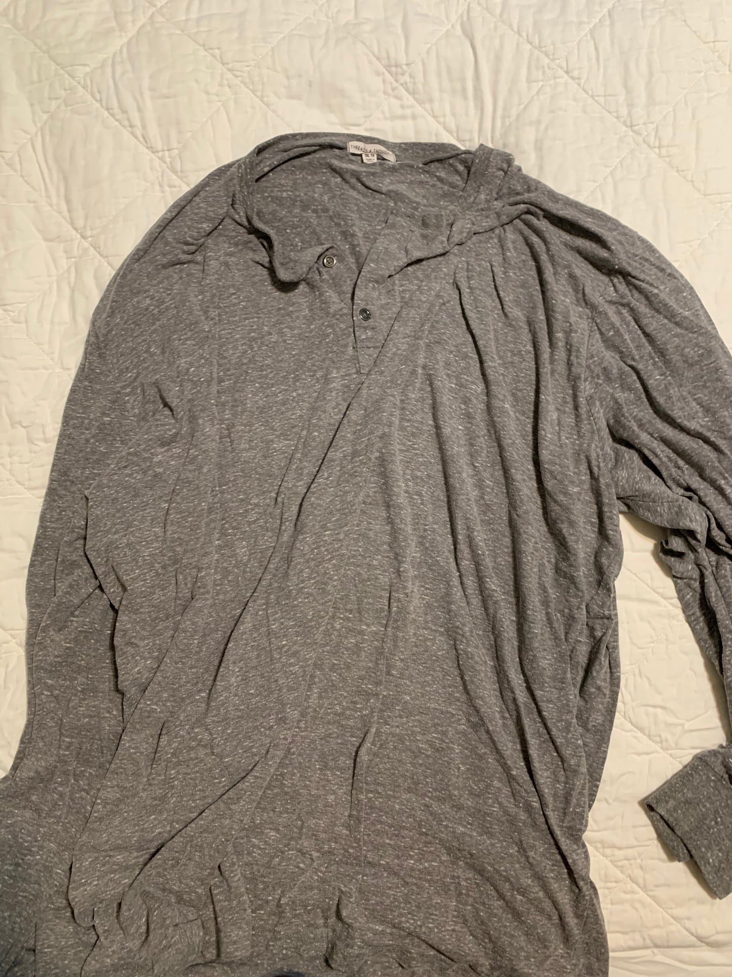 Threads A Though 3XL Gray Button Up Neck Pullover