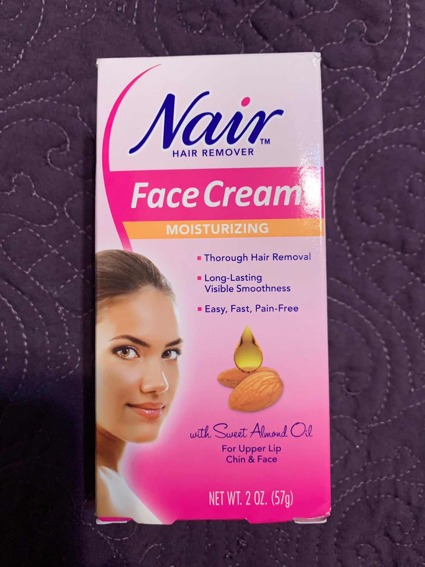 Nair, hair remover, moisturizing, face cream