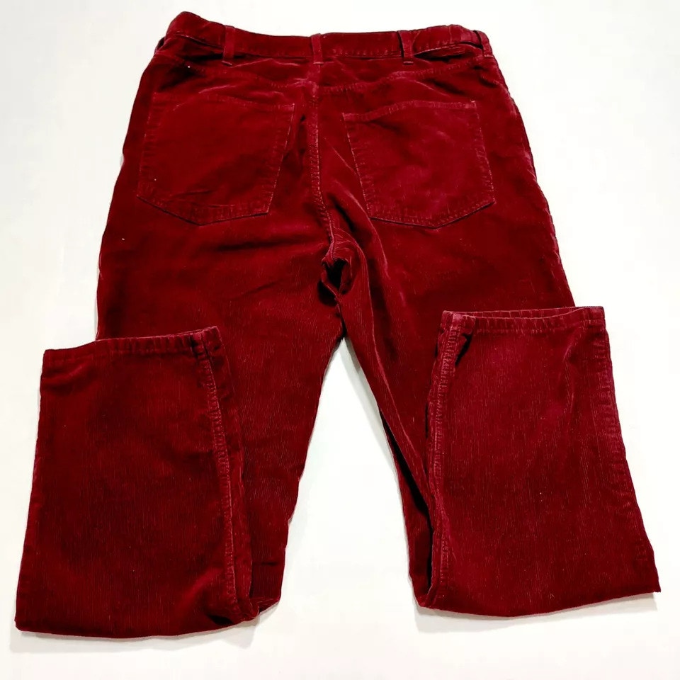 Lands End Corduroy Pants Men's 36x31 Traditional Fit Red Cotton Casual