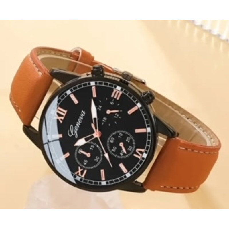 Elegant Men's Quartz Watch & 3 Mix-Match Bracelets