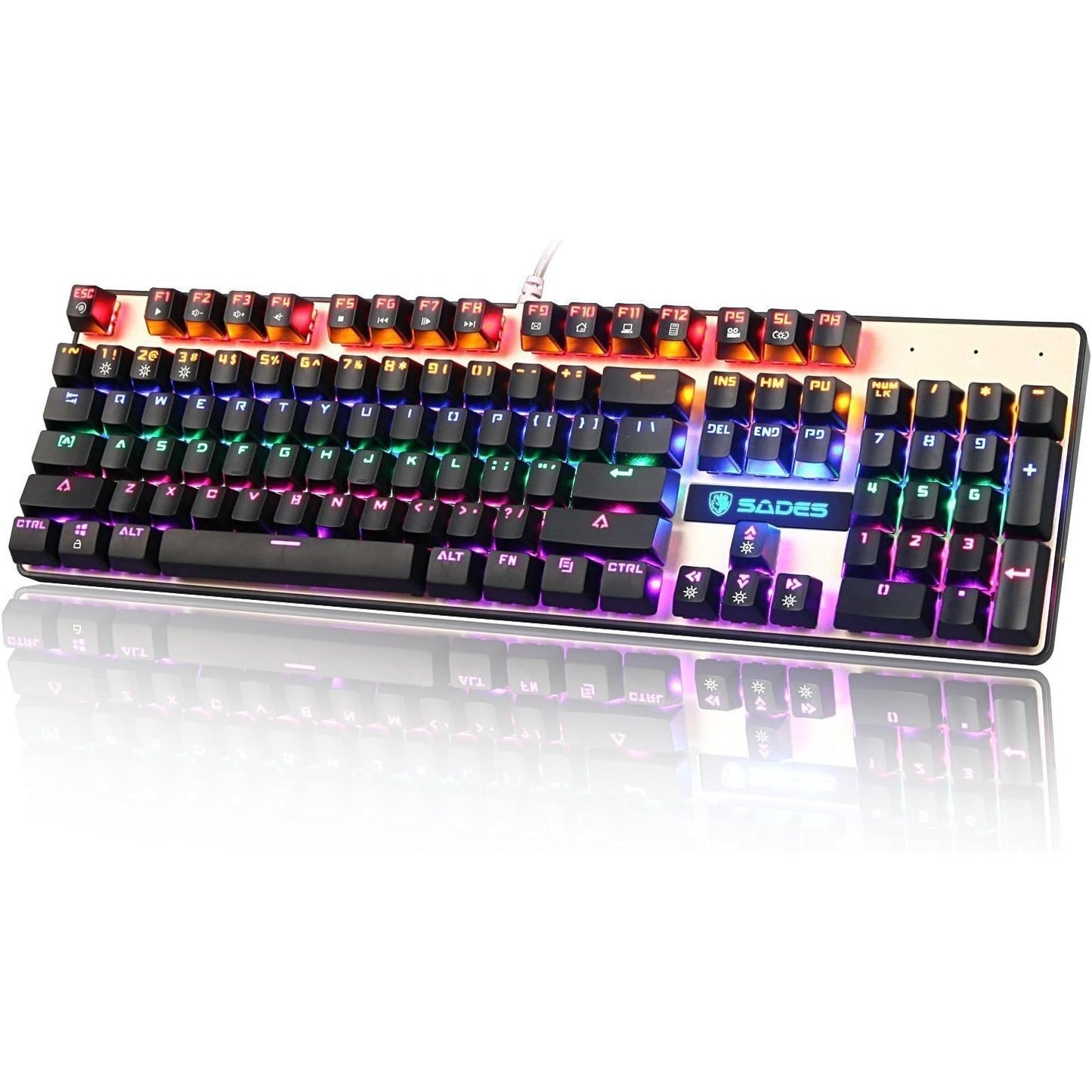 [2017 Newly Updated ]SADES K10 LED Backlit Wired USB Mechanical Gaming Keyboard