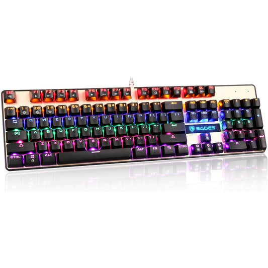 [2017 Newly Updated ]SADES K10 LED Backlit Wired USB Mechanical Gaming Keyboard