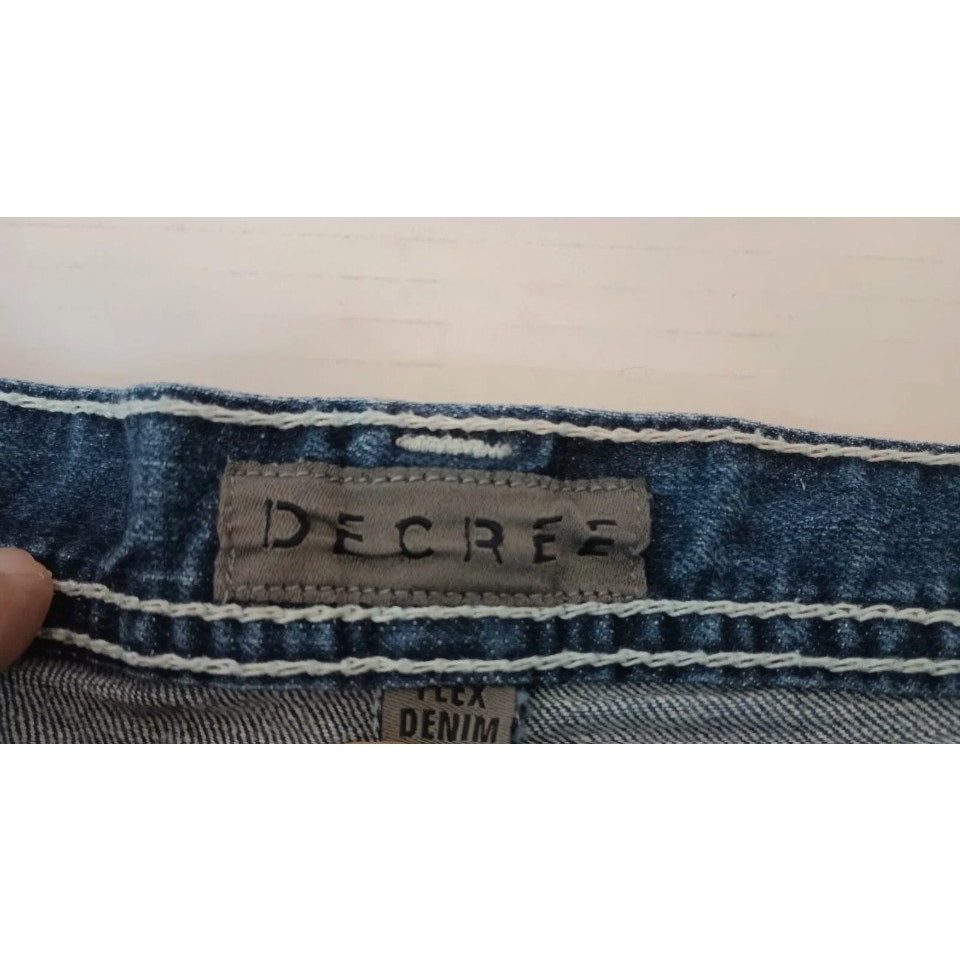 Decree Flex Denim Straight Medium Wash Jeans Design Pockets Men's 35 x 32