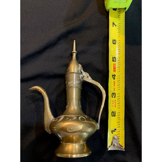 Real Brass decorative Indian coffee pot with spout and hinged top