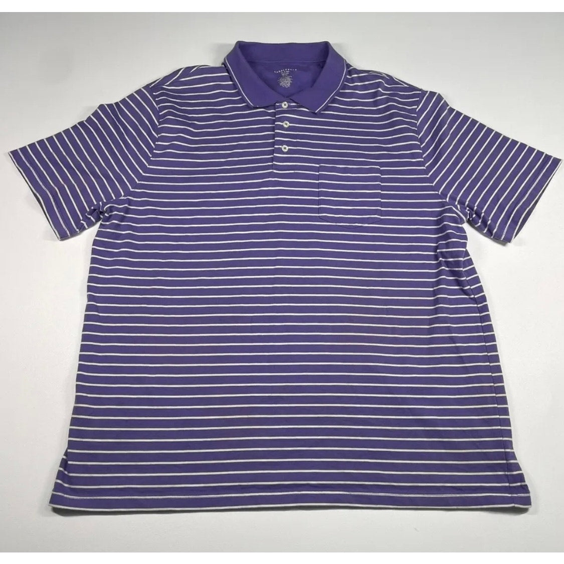 Saddlebred Shirt Men’s 2XLT Tall Purple White Stripe Short Sleeve Polo