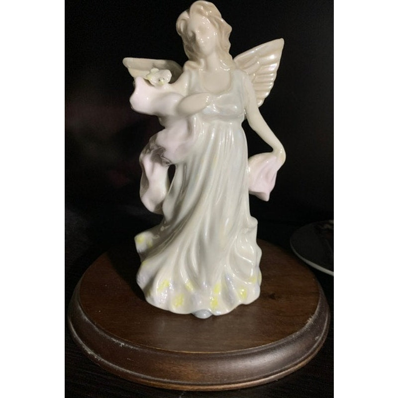 Decorative White Angle Figure with Base