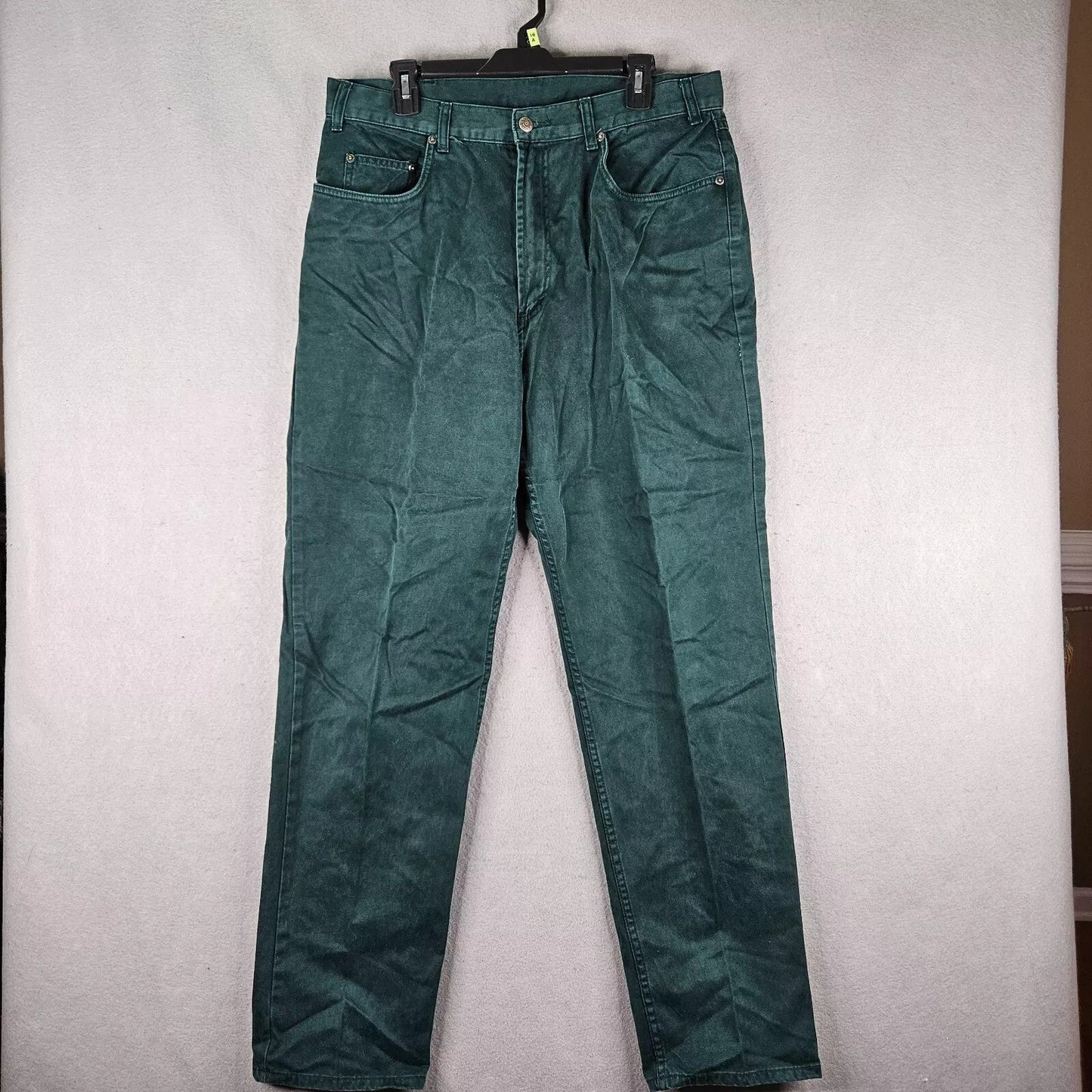 GAP Jeans Mens 35x31 Tag 36 Green Casual Straight Leg Pants Cotton Five Pocket