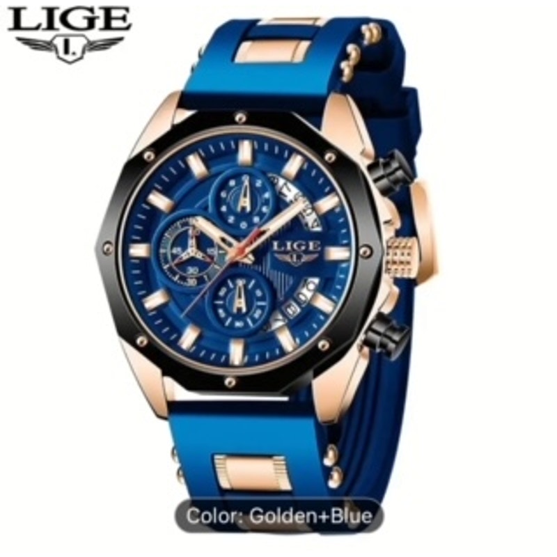 2024 Premium LIGE Men's Round Chronograph Watch