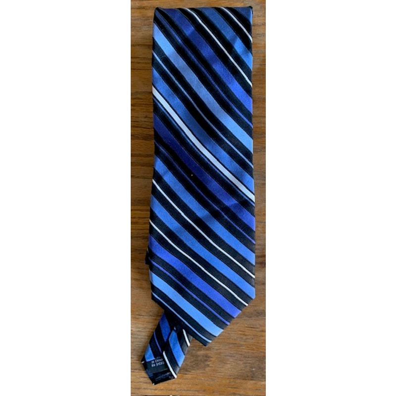 George brand Black & Blue Stripe Silk Necktie