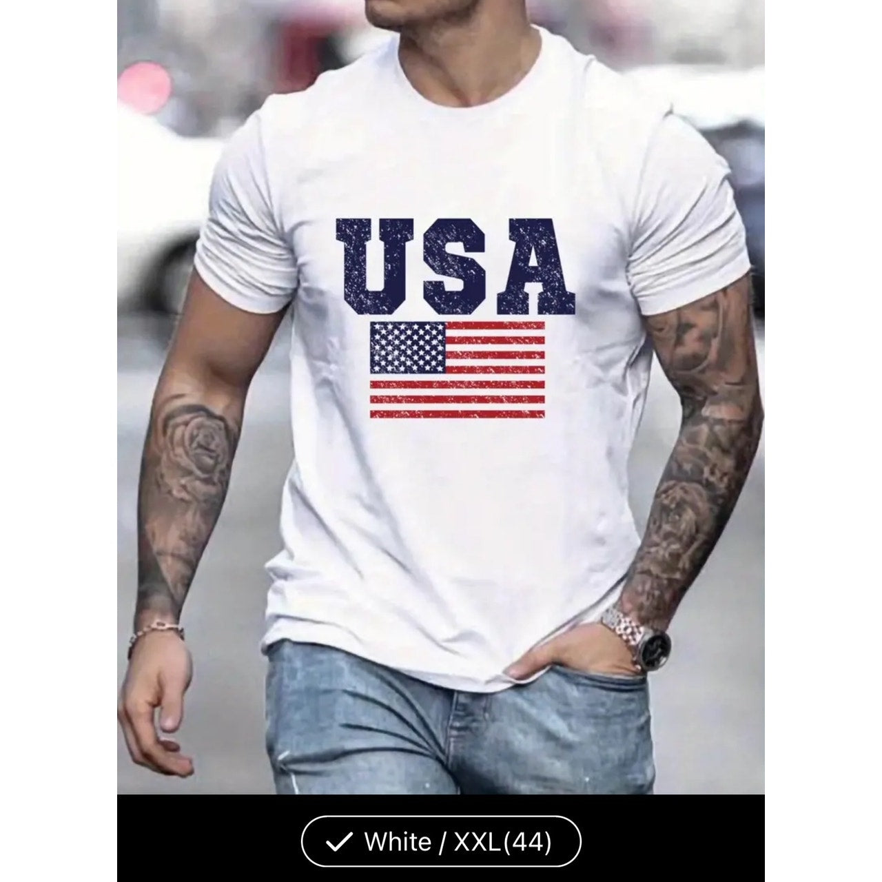 men's USA white cotton t-shirt