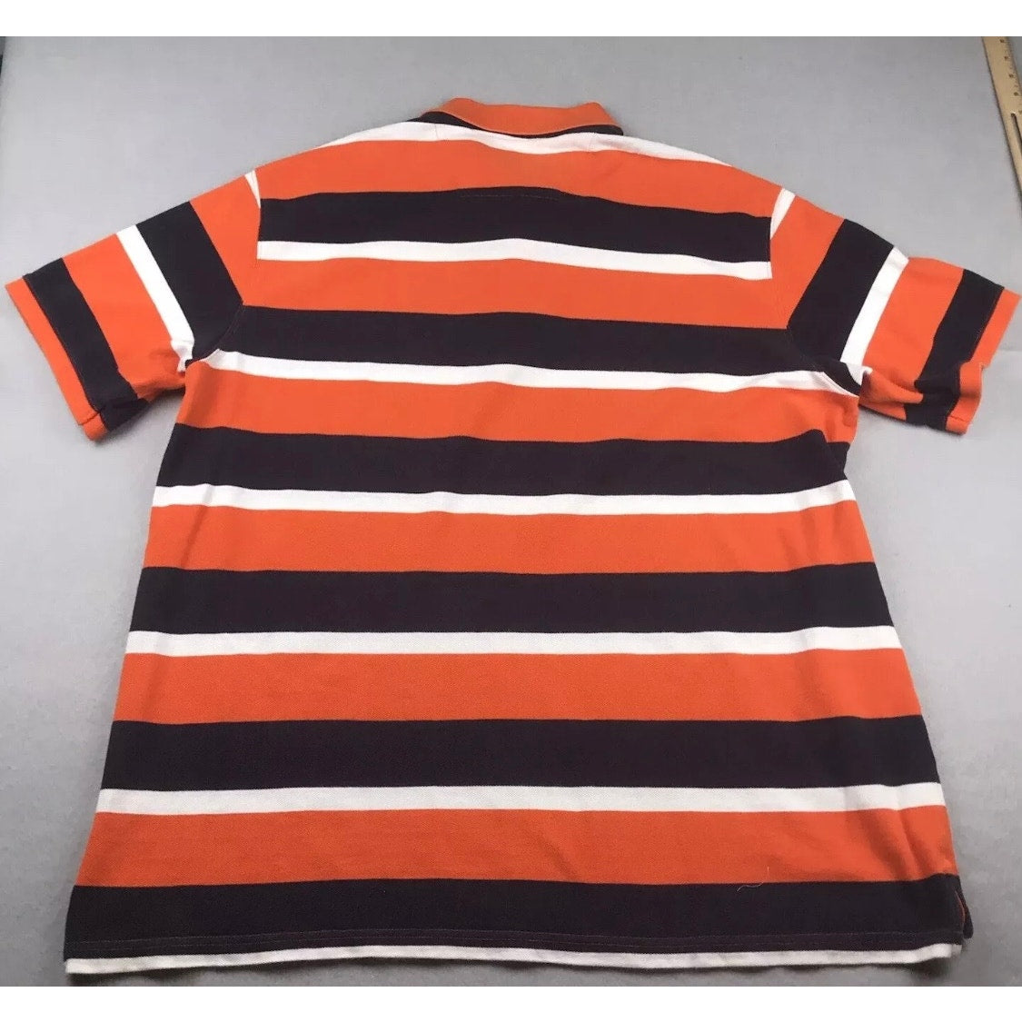 The Foundry Polo Shirt Men’s 2XLT Orange Blue Striped Short Sleeves XXLT